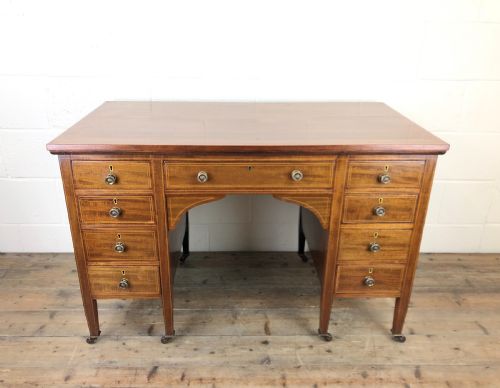 fig 1. Antique Edwardian Mahogany Kneehole Writing Desk
