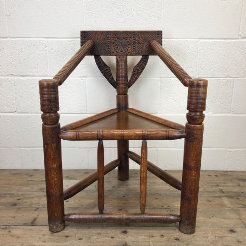 Antique Victorian Carved Oak Corner Chair