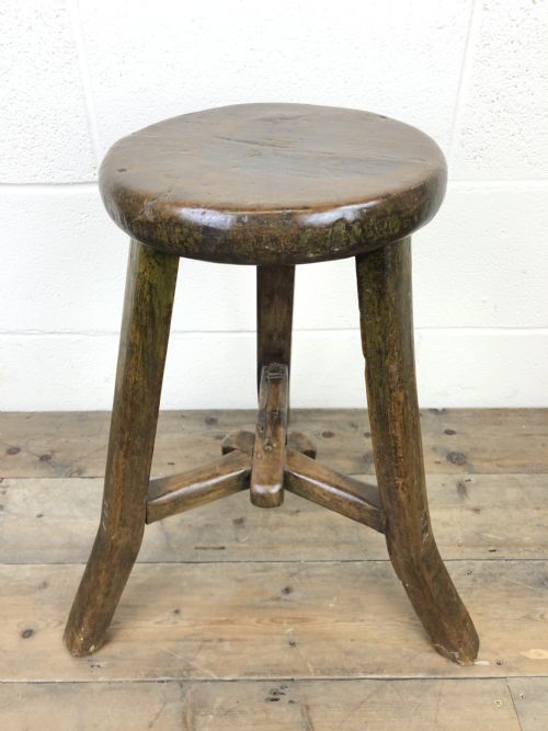 Antique Chinese Elm Three Leg Stool