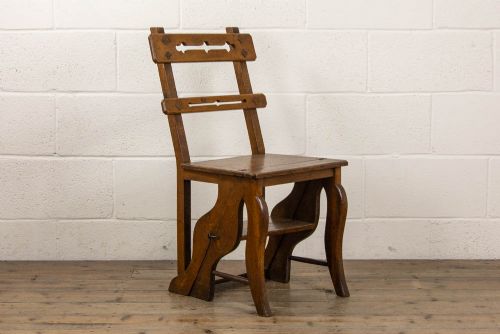 fig 1. Antique Oak Metamorphic Library Chair