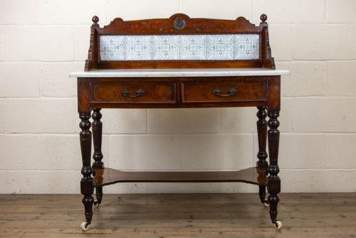 Antique Walnut and Marble Washstand