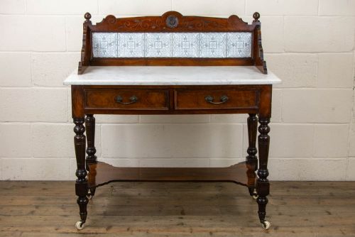 fig 1. Antique Walnut and Marble Washstand