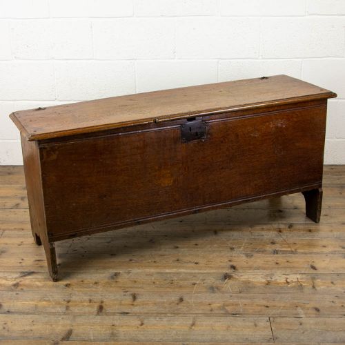 Antique 18th Century Oak Six Plank Coffer