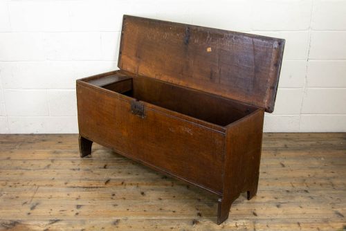 fig 2. Antique 18th Century Oak Six Plank Coffer