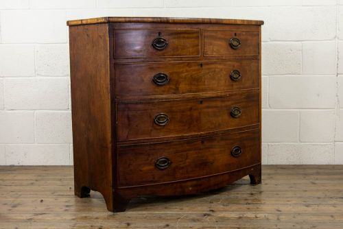 fig 1. Antique Mahogany Bow Front Chest of Drawers