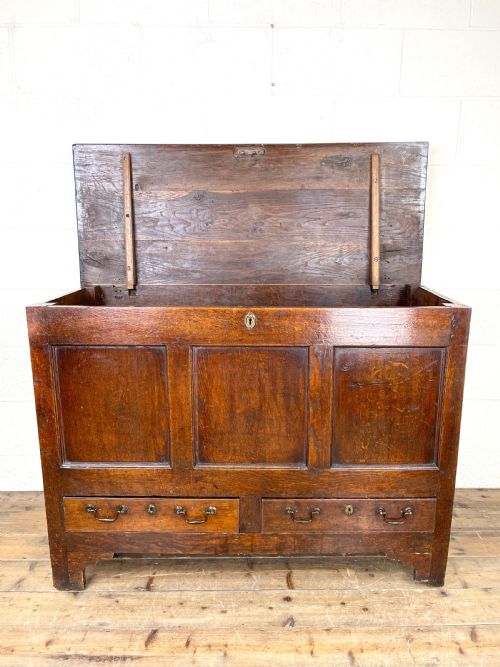 fig 1. Large Antique Oak Mule Chest