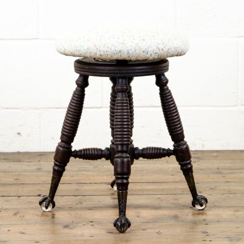 Edwardian Piano Stool with Glass Feet