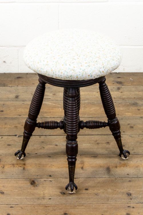 fig 1. Edwardian Piano Stool with Glass Feet