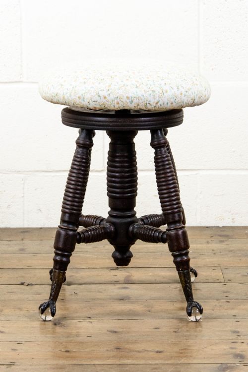 fig 2. Edwardian Piano Stool with Glass Feet