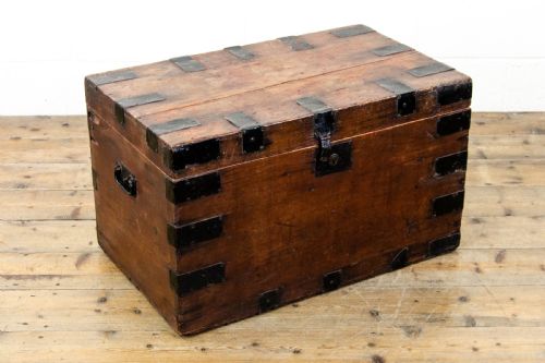 fig 1. Rustic Antique Metal Bound Trunk