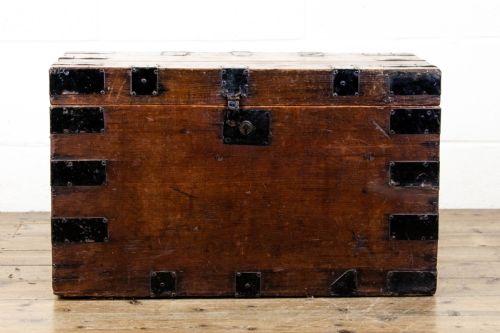 fig 2. Rustic Antique Metal Bound Trunk