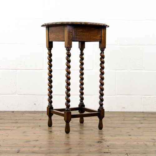 Antique Oak Barley Twist Side Table