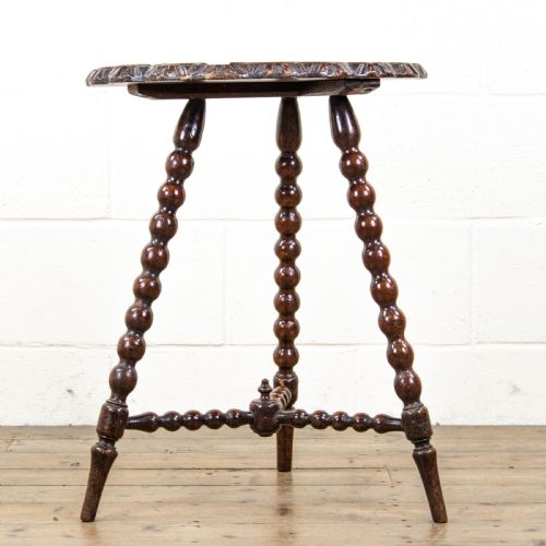 Antique Oak Side Table with Bobbin Turned Legs
