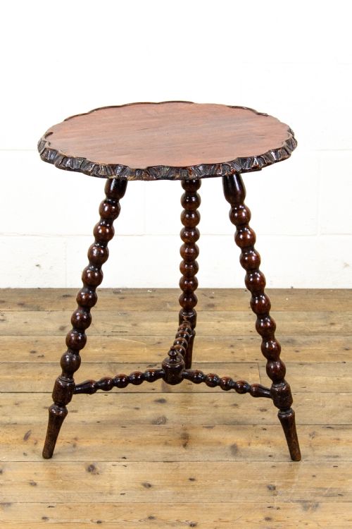 fig 1. Antique Oak Side Table with Bobbin Turned Legs