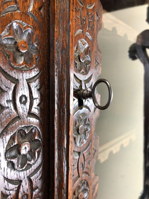 fig 1. Antique Carved Oak Glazed Cabinet