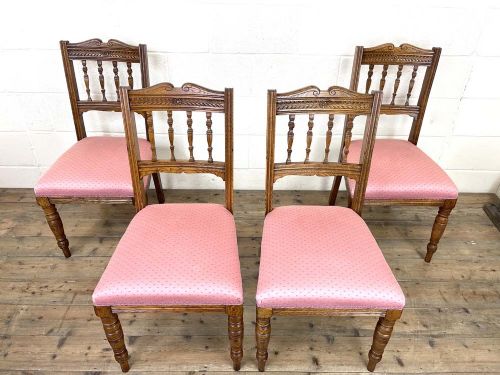 fig 2. Antique Edwardian Oak Dining Chairs