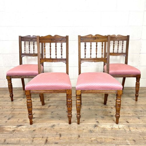 Antique Edwardian Oak Dining Chairs