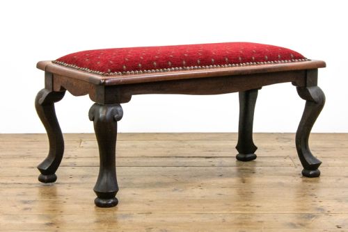 fig 1. Antique Footstool with Fabric Upholstery