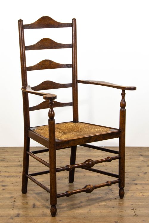 fig 2. Antique Ladder Back Armchair with Rush Seat