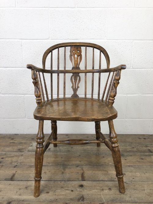 fig 1. Antique Ash and Elm Windsor Armchairs
