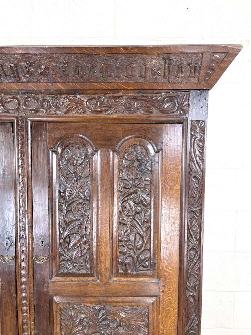 fig 2. Antique 18th Century Carved Oak Hanging Cupboard