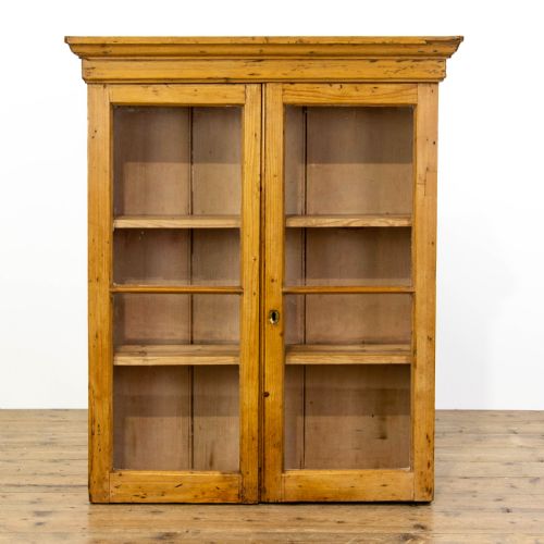 Antique Pine Glazed Two Door Wall Cabinet