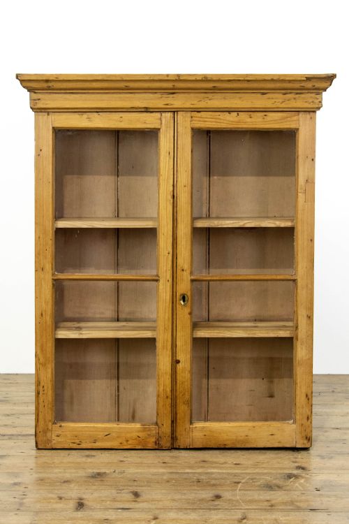 fig 1. Antique Pine Glazed Two Door Wall Cabinet
