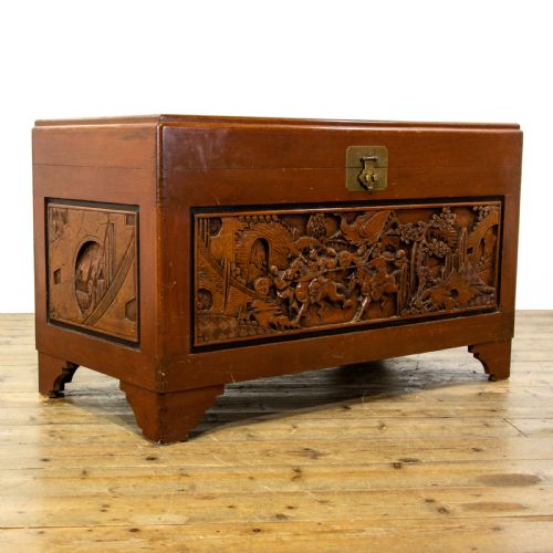 Oriental Carved Camphor Wood Trunk