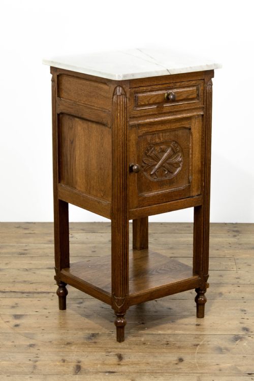 Oak Bedside Table with Marble Top
