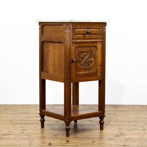 fig 1. Oak Bedside Table with Marble Top