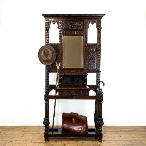 Late Victorian Carved Oak Hall Stand