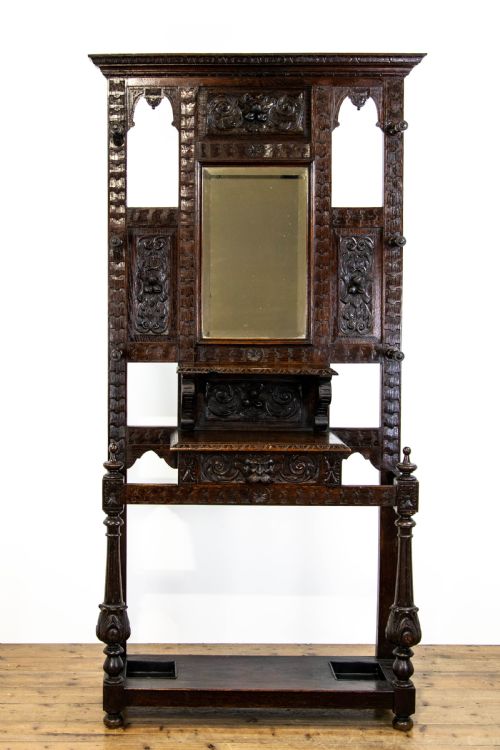 fig 1. Late Victorian Carved Oak Hall Stand