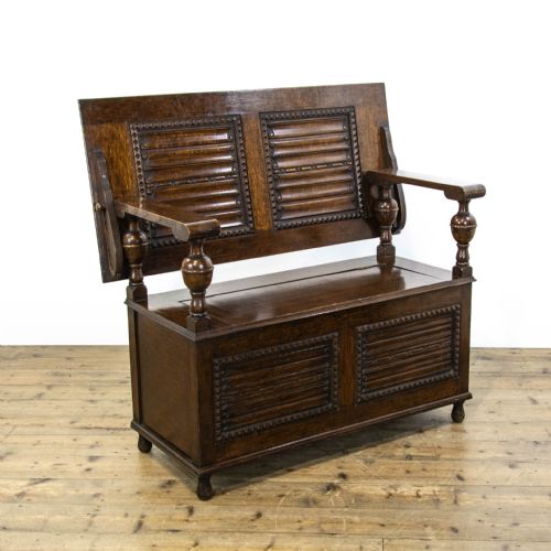 Early 20th Century Antique Oak Monks Bench