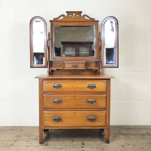 Antique Satin Walnut Dressing Table Chest