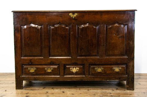 fig 1. Antique 18th Century Welsh Oak Mule Chest