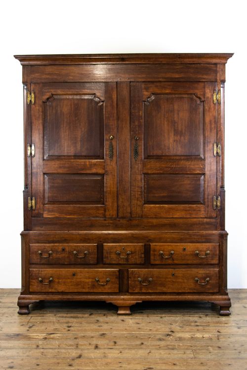 fig 1. 18th Century Oak Linen Press Housekeeper's Cupboard