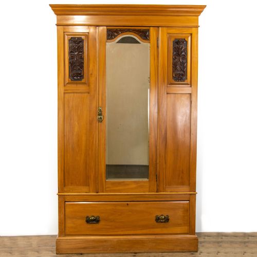 Edwardian Satinwood Single Mirror Door Wardrobe