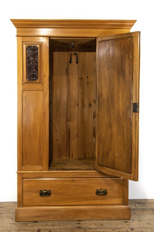 fig 1. Edwardian Satinwood Single Mirror Door Wardrobe
