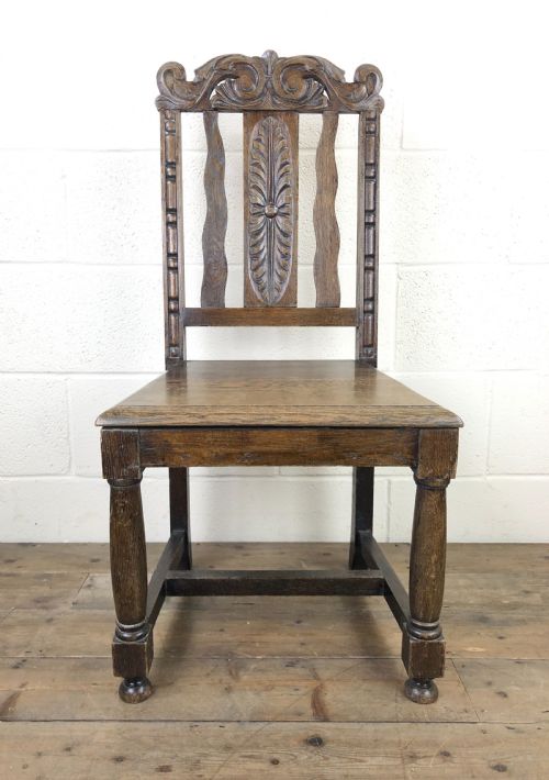 fig 1. Antique Carved Oak Hall Chair