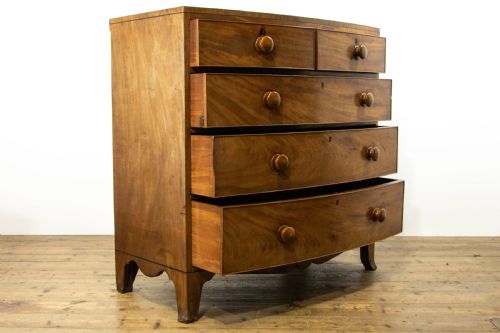 fig 2. Antique Mahogany Bow Fronted Chest of Drawers