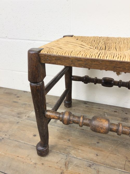 fig 1. EARLY EDWARDIAN WOODEN STOOL WITH RUSH SEAT