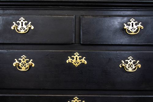 fig 1. Antique Black Painted Pine Chest of Drawers