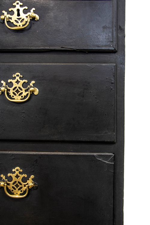 fig 2. Antique Black Painted Pine Chest of Drawers