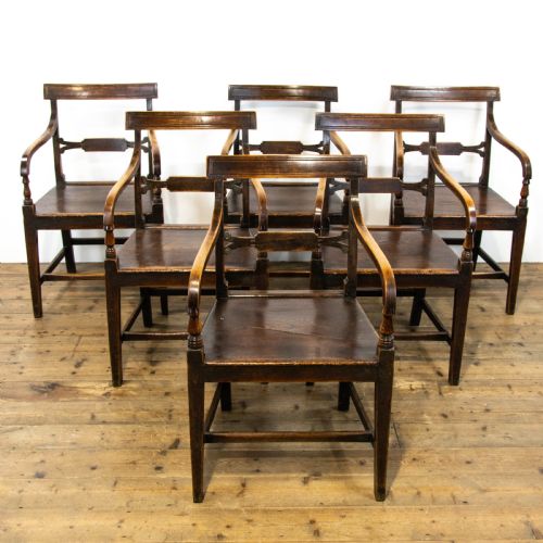 Set of Six Regency Oak Armchairs