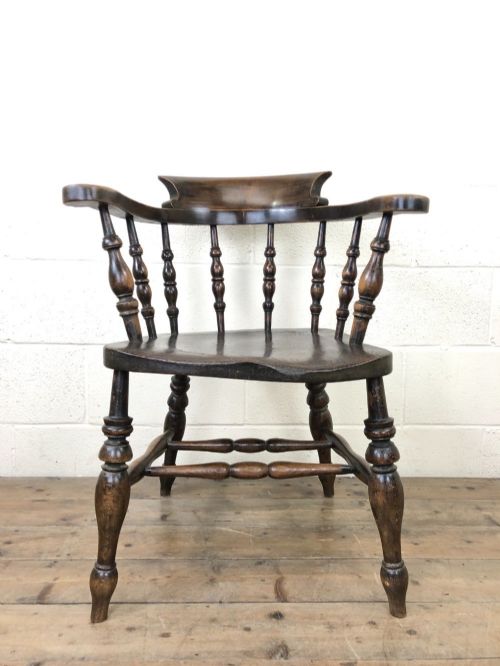 fig 1. Antique Beech and Elm Smoker's Bow Chair
