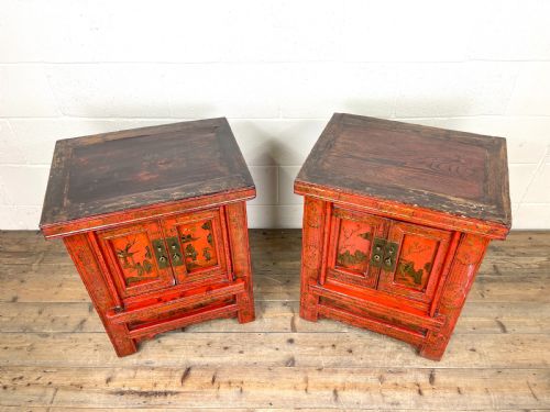 fig 1. Pair of Antique Lacquered Oriental Side Cupboards