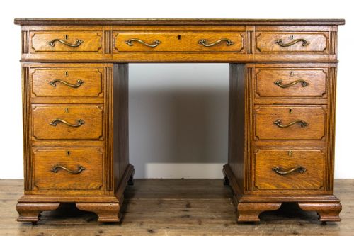 Antique Oak Pedestal Desk