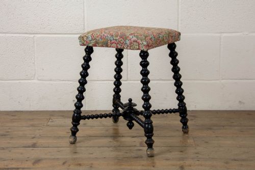 fig 1. Small Antique Ebonised Bobbin Stool