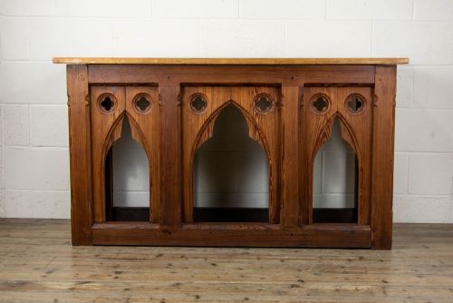 Antique Carved Pitch Pine Altar Table