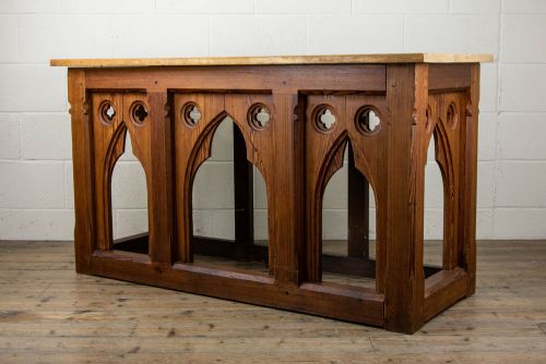 fig 2. Antique Carved Pitch Pine Altar Table